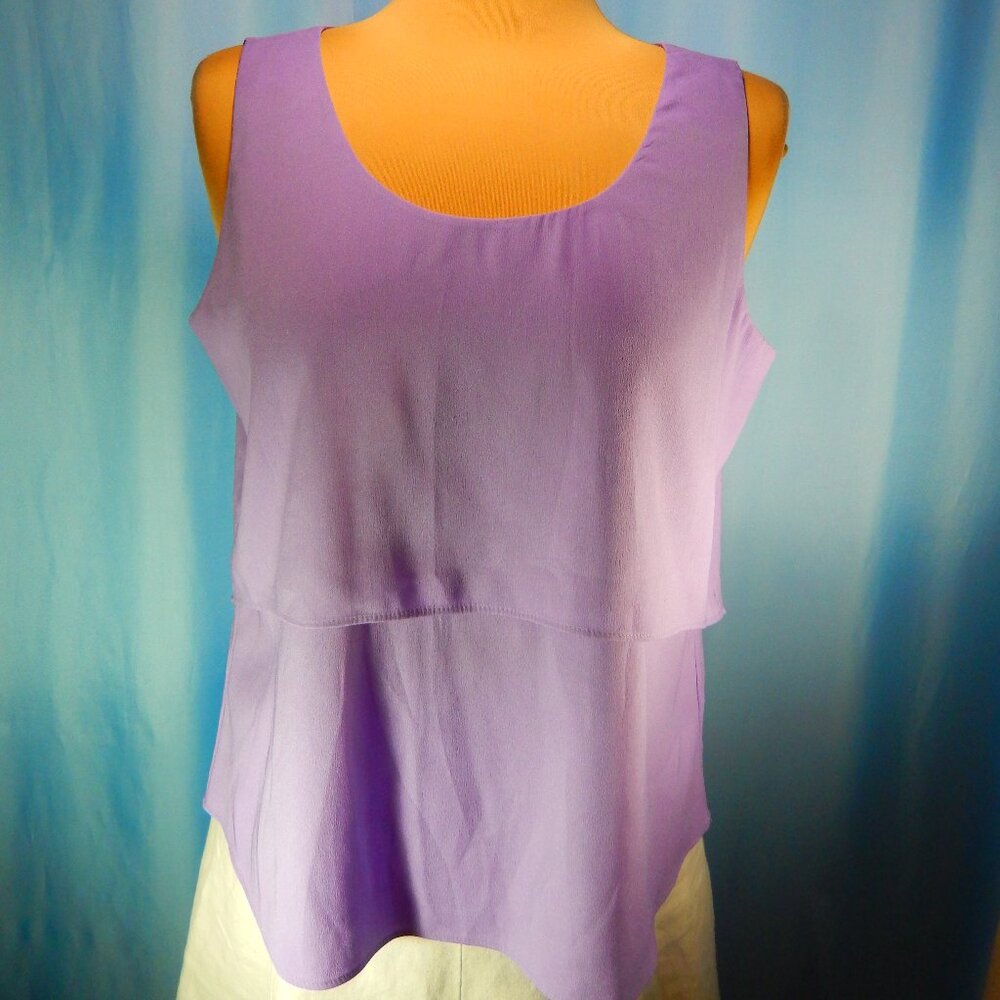 Calvin Klein Pale Lavender Layered Sleeveless Blouse Women's Size Large EUC
